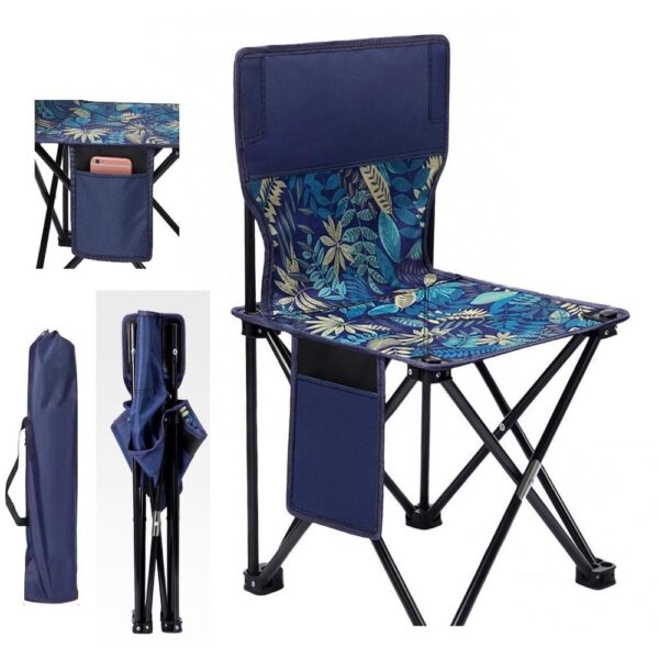 CADEIRA PESCA PRAIA DOBRAVEL BANQUETA ENCOSTO COM BOLSO LATERAL BANCO BANQUINHO
